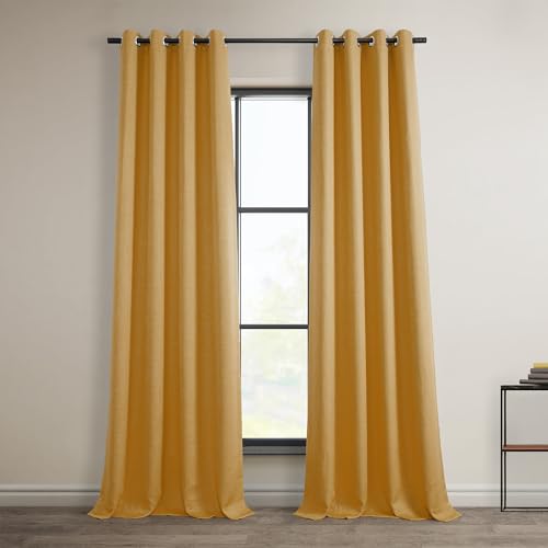 HPD Half Price Drapes Verdunklungsvorhang aus Leinenimitat, mit Ösen, 1 Panel, Polyester und Polyester-Mischung, Pusteblumen-Gold, 127 x 23 cm von HPD Half Price Drapes