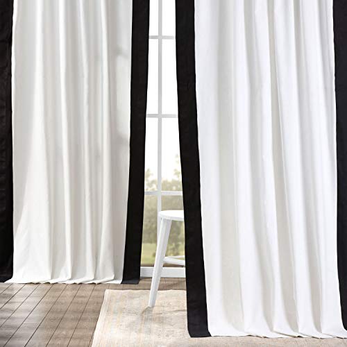 HPD Half Price Drapes Panama PRCT-VC1716-84 Baumwollvorhänge für Wohnzimmer, Schlafzimmer, 1 Panel, frisches Popcorn und Schwarz, warmes gebrochenes Weiß und Schwarz, 127 x 213 cm von HPD Half Price Drapes