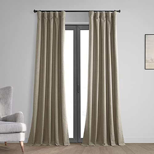 HPD Half Price Drapes Vintage-Verdunkelungsvorhänge für Schlafzimmer und Wohnzimmer, 50 x 120 cm, Thermo-Kreuz-Leinengewebe, FLCW-CBO2204-120 (1 Panel), warmes Taupe von HPD Half Price Drapes