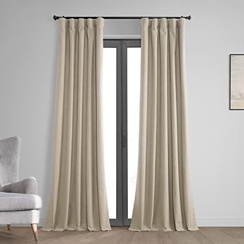 HPD Half Price Drapes Vintage Verdunkelungsvorhänge für Schlafzimmer und Wohnzimmer, 50 x 84 cm, Thermo-Kreuz-Leinengewebe, FLCW-CBO2203-84 (1 Panel) Hellbraun von HPD Half Price Drapes