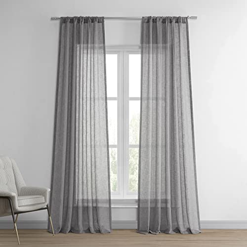 HPD Half Price Drapes Vorhänge für Wohnzimmer, einfarbig, Leinenstruktur, 127 x 244 cm, SHCH-SS071617-96, Kiesgrau, Polyester-Mischgewebe, 127 x 243,8 cm von HPD Half Price Drapes