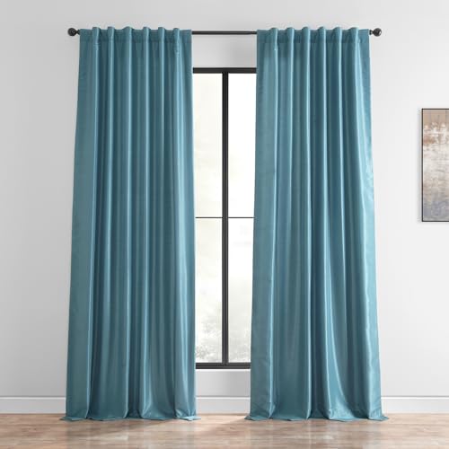 HPD Half Price Drapes PDCH-KBS33-120 HPD Vorhang aus Kunstseide, strukturiert, Vintage-Look, 120 x 120 cm (1 Panel), Nassau Blau, Polyester, 50 in x 120 in von HPD Half Price Drapes