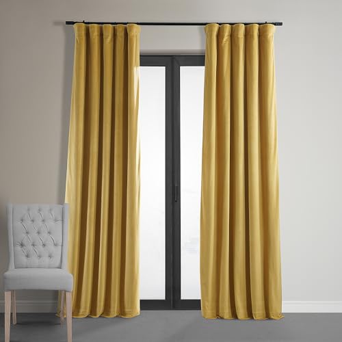 HPD Half Price Drapes VPCH-P HPD VPCH-180407-96 Vorhänge für Schlafzimmer, 127 x 248 cm, Goldfarben, Samt, Fool's Gold, 50W x 96L von HPD Half Price Drapes