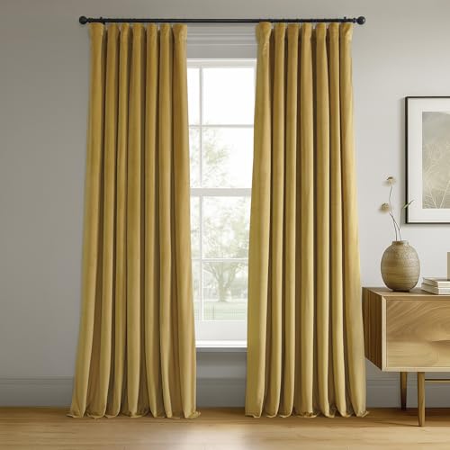 HPD Half Price Drapes VPCH-P HPD VPCH-180407-96 Vorhänge für Schlafzimmer, 127 x 248 cm, Goldfarben, Samt, Fool's Gold, 50W x 96L von HPD Half Price Drapes