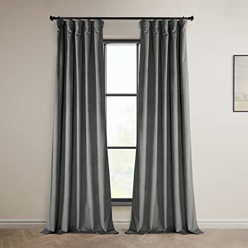 HPD Half Price Drapes VPYC-P Heritage Plüschsamt-Vorhänge, 274 cm lang, Raumverdunkelungsvorhänge für Schlafzimmer und Wohnzimmer, 50 B x 108 L, (1 Bahn), Destiny Grey, Samt, 108 in von HPD Half Price Drapes