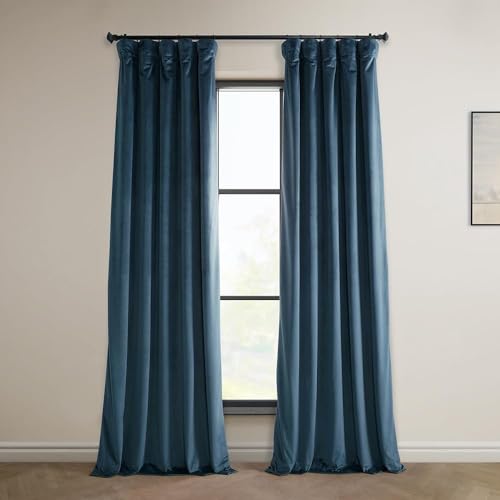 HPD Half Price Drapes VPYC-P Heritage Plüschsamt-Vorhänge, 274 cm lang, Raumverdunkelungsvorhänge für Schlafzimmer und Wohnzimmer, 50 B x 108 L, (1 Bahn), Avalon Blue, Samt, 108 in von HPD Half Price Drapes