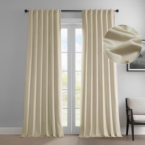 HPD VYC-198593-96 Vorhang aus Plüsch, Samt, 50 x 96 cm, cremefarben von HPD Half Price Drapes