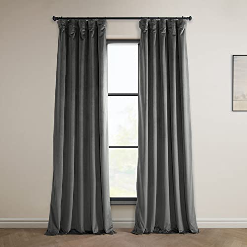 HPD Half Price Drapes VPYC-P Heritage Plüsch-Samt-Vorhänge für Schlafzimmer und Wohnzimmer (1 Panel), Polyester-Mischung, Pfeffergrau, 50 in x 84 in von HPD Half Price Drapes