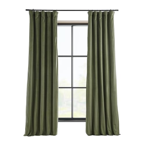 HPD Half Price Drapes Signature Velvet Thermo-Verdunkelungsvorhänge für Wohnzimmer, 274 cm lang, 1 Panel, isolierte Verdunkelungsvorhänge für Schlafzimmer, Fenstervorhänge, 127 x 274 cm, Jägergrün von HPD Half Price Drapes