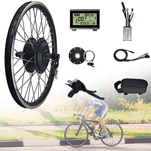 48V 1000W /1500W E-Bike Vorderrad Umbausatz Kit, 20"/ 24" / 26"/ 27,5" / 28"/ 29" / 700C Elektro-Fahrrad Kit,Elektrofahrrad Motor Umbausatz,Elektrofahrräder Conversion Kit mit LCD Display,20in-1500w von HPDONM