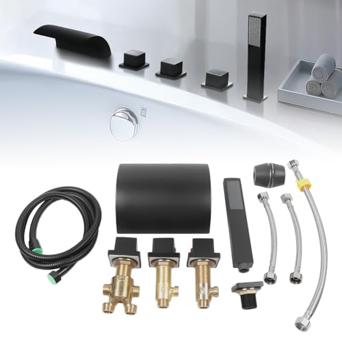 HPDTZ Wasserfall-Badewannenarmatur, Messing, Chrom, 3 Griffe, Wasserfall-Design, Badewannenarmatur mit Wasserfall von HPDTZ