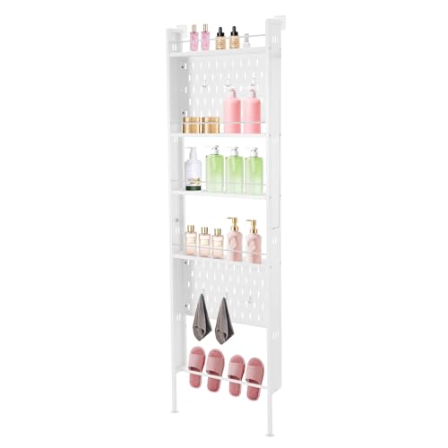 5-Stufiger Organizer, Aufbewahrungsregal, Bad Regal mit 5 Ebenen, Weißer Metall Ständer als schmale Ablage über dem WC, 170 cm hoher Halter für das Badezimmer 5-Stufiger Organizer, Aufbewahrungsregal, Bad Regal mit 5 Ebenen, Weißer Metall Ständer als schmale Ablage über dem WC, 170 cm hoher Halter für das Badezimmer von HPDTZ