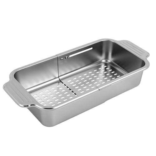 Ausziehbarer Siebkorb, Ausziehbarer Abtropfkorb aus Edelstahl für Küche Spülkorb mit Sieb für Obst Gemüse Geschirr Ausziehbarer Siebkorb, Ausziehbarer Abtropfkorb aus Edelstahl für Küche Spülkorb mit Sieb für Obst Gemüse Geschirr von HPDTZ