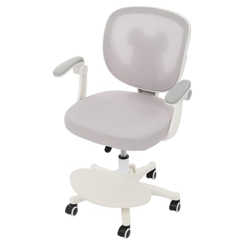 Drehstuhl Schreibtischstuhl Stuhl Hocker Bürostuhl mit höhenverstellbarer Sitzfläche 36 bis 46 cm mit Fußstütze und Armlehnen für Lernbereich Hausaufgaben Spielzimmer (Grau) von HPDTZ