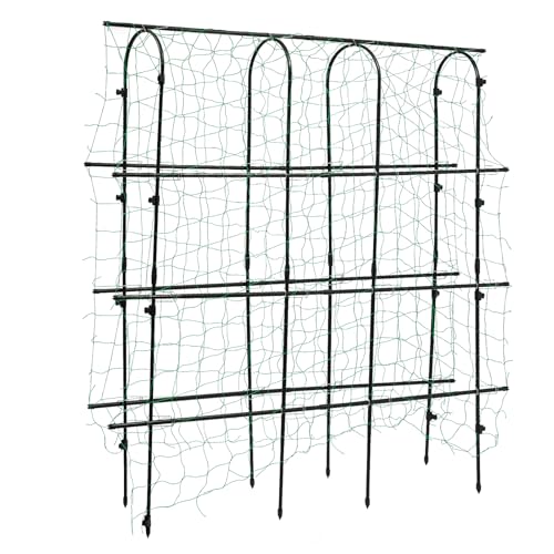 Gartenbogen Metallbogen Rankhilfe Pflanzgitter Kletterspalier Pflanzenstütze für Kletterpflanzen wie Gurken Trauben Rosen mit Netz Freistehend Größe 180x30x180 cm von HPDTZ