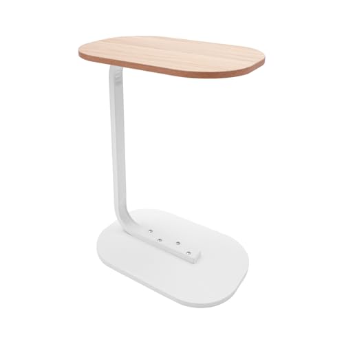 HPDTZ C Tisch Beistelltisch Modern Klein für Sofa Wohnzimmer Schlafzimmer 60cm Höhe 45x30cm Tischplatte Platzsparend Eleganter C Form Tisch für Kaffeetasse Tablet Bücher (Colore tronco, Bianco) von HPDTZ