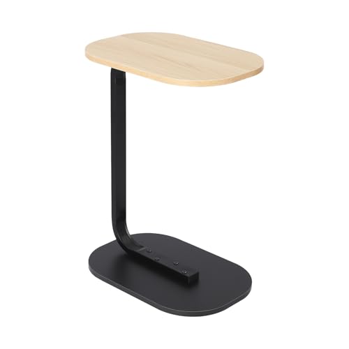HPDTZ C Tisch Beistelltisch Modern Klein für Sofa Wohnzimmer Schlafzimmer 60cm Höhe 45x30cm Tischplatte Platzsparend Eleganter C Form Tisch für Kaffeetasse Tablet Bücher (Log Color, Schwarz) von HPDTZ