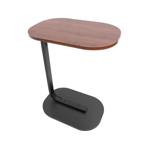 HPDTZ C Tisch Beistelltisch Modern Klein für Sofa Wohnzimmer Schlafzimmer 60cm Höhe 45x30cm Tischplatte Platzsparend Eleganter C Form Tisch für Kaffeetasse Tablet Bücher (Walnussfarben, Schwarz) von HPDTZ
