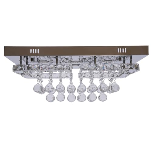 HPDTZ Deckenlampe Wohnzimmer, Deckenleuchte, Kristall Deckenlampe LED Fernbedienung 60x40x30cm, Modernes Wohnzimmer Licht, Rechteckiger Kronleuchter von HPDTZ