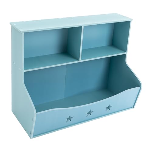 HPDTZ Kinder Regal für Buch und Spielzeug, Praktischer Organisator zur Aufbewahrung im Zimmer, Standregal mit 2 Etagen für Jungen und Mädchen, 79 x 36.5 x 61.5 cm (Blau) von HPDTZ