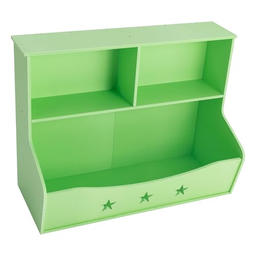 HPDTZ Kinder Regal für Buch und Spielzeug, Praktischer Organisator zur Aufbewahrung im Zimmer, Standregal mit 2 Etagen für Jungen und Mädchen, 79 x 36.5 x 61.5 cm (Grün) von HPDTZ