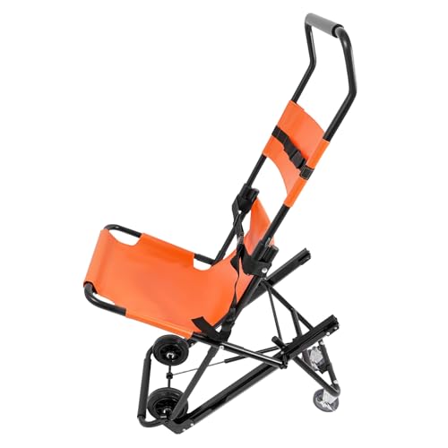HPDTZ Manueller Treppenstuhl Notfallstuhl Transportstuhl Klappstuhl Tragestuhl Rettungsstuhl Faltstuhl mit Rädern Tragfähigkeit 180 kg (Orange) von HPDTZ