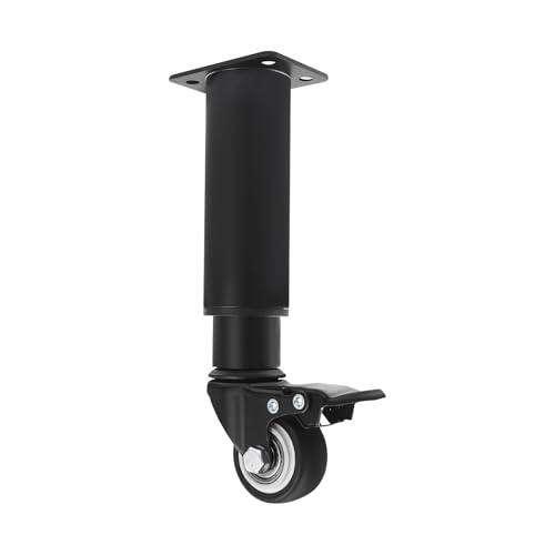 HPDTZ Möbelfuß Lenkrolle Tischbein Stahlrohr Schraubensatz Höhenversteller Rollfuß für Schreibtisch Werkbank Regal Höhenverstellbar mit Bremse für Möbelbau Heimwerker Werkstatt (Schwarz, 260mm) von HPDTZ