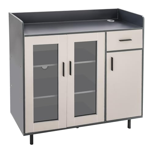 HPDTZ Sideboard für Wohnzimmer und Küche, 100 cm Anrichte mit 3 Türen und 1 Schublade, Moderner Schrank als Kommode, Buffet oder Beistellschrank, Küchenschrank mit viel Stauraum HPDTZ Sideboard für Wohnzimmer und Küche, 100 cm Anrichte mit 3 Türen und 1 Schublade, Moderner Schrank als Kommode, Buffet oder Beistellschrank, Küchenschrank mit viel Stauraum von HPDTZ
