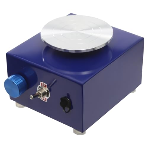 HPDTZ Töpferscheibe, Keramikmaschine Tonmaschine Drehscheibe Töpferrad Werkzeug Töpfergerät elektrisch Format mit 2 Drehtellern 6.5 cm und 10 cm für Anfänger Heimgebrauch (Blau) von HPDTZ