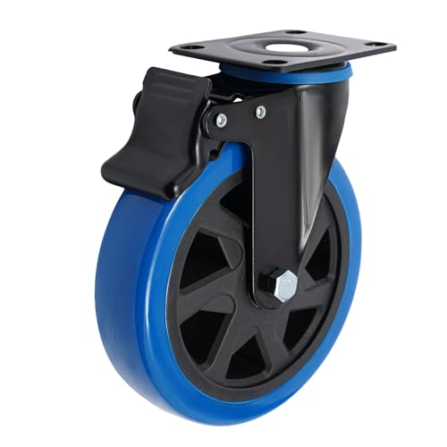 Industrieradsatz, Schwerlast-Räder, 4er Set Industrierad PU Rad 150 kg Tragkraft pro Rad mit Bremse für Einkaufswagen Drehbar für verschiedene Bodenarten von HPDTZ
