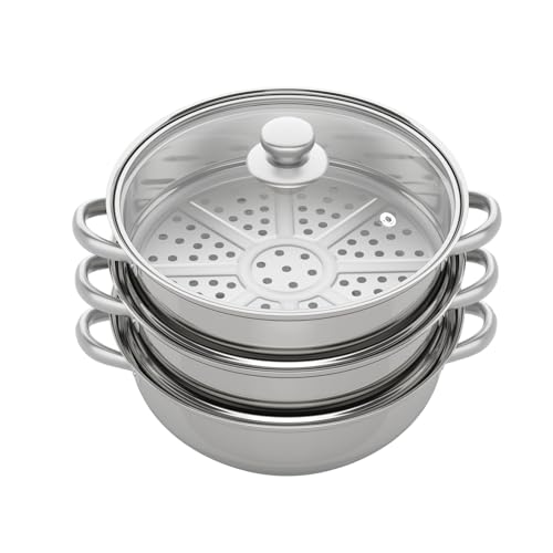 Steam Cooker, Dampfkocher, Dampfgarer Edelstahl Dreischichtig Kochgeschirr Glasabdeckung 28cm Steam Cooker, Dampfkocher, Dampfgarer Edelstahl Dreischichtig Kochgeschirr Glasabdeckung 28cm von HPDTZ