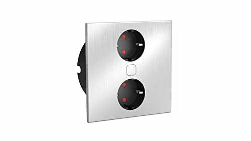 Einbausteckdose mit USB C +A ø 118mm Duplex-R - Steckdose mit elektrischer Abdeckung per Knopfdruck, Edelstahl/Kunststoff 230V von HPF