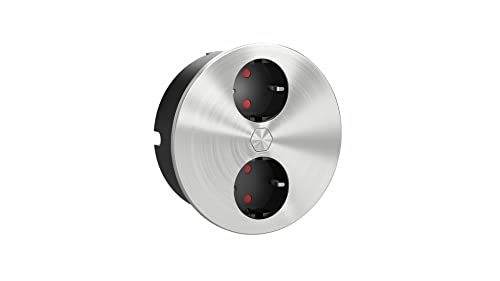 Einbausteckdose ø 118mm Duplex-R - 2fach Steckdose mit elektrischer Abdeckung per Knopfdruck, Edelstahl schwarz 230V Einbausteckdose ø 118mm Duplex-R - 2fach Steckdose mit elektrischer Abdeckung per Knopfdruck, Edelstahl schwarz 230V von HPF