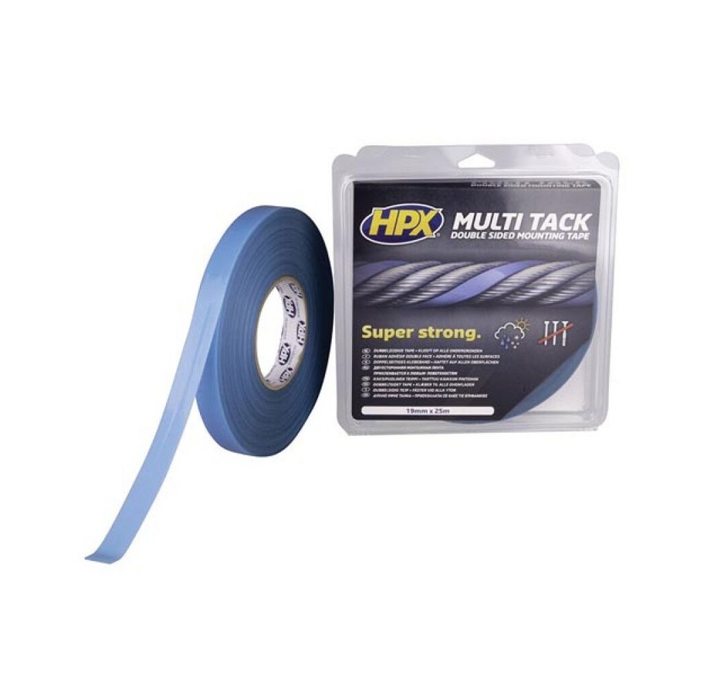 HPF Doppelklebeband Doppelseitiges Multi-tack Klebeband - halbtransparent - 19 mm x 25 m (1-St) von HPF