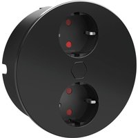 Einbausteckdose ø 118mm Duplex-R - 2fach Steckdose mit elektrischer Abdeckung per Knopfdruck, Edelstahl schwarz 230V von HPF