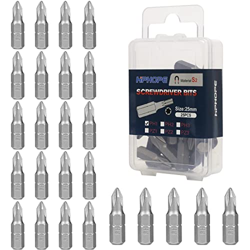 HPHOPE PH1 Bit, Phillips Bits PH1, Bit-Sortiment (Länge: 25mm, 25Stück) von HPHOPE