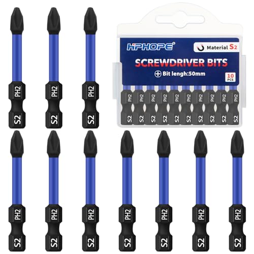 HPHOPE PH2 Bit, Phillips Bits PH2, Bit-Sortiment, Länge: 50 mm, 10 Stück HPHOPE PH2 Bit, Phillips Bits PH2, Bit-Sortiment, Länge: 50 mm, 10 Stück von HPHOPE
