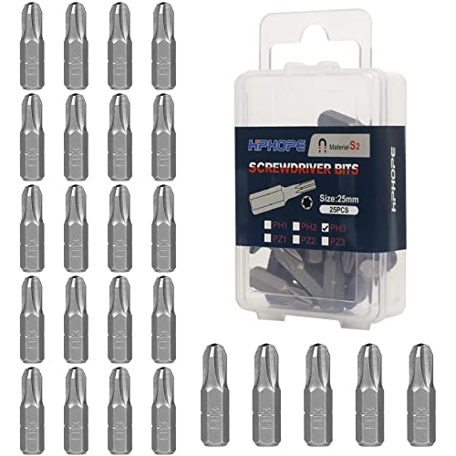 HPHOPE PH3 Bit, Phillips Bits PH3, Bit-Sortiment (Länge: 25mm, 25Stück) von HPHOPE