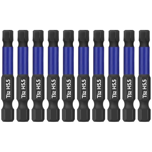HPHOPE Sechskant Bit Set, HEX 5.5mm 10 Stück, Länge 50mm, 1/4" Sechskantschaft mit Magnetismus. HPHOPE Sechskant Bit Set, HEX 5.5mm 10 Stück, Länge 50mm, 1/4" Sechskantschaft mit Magnetismus. von HPHOPE