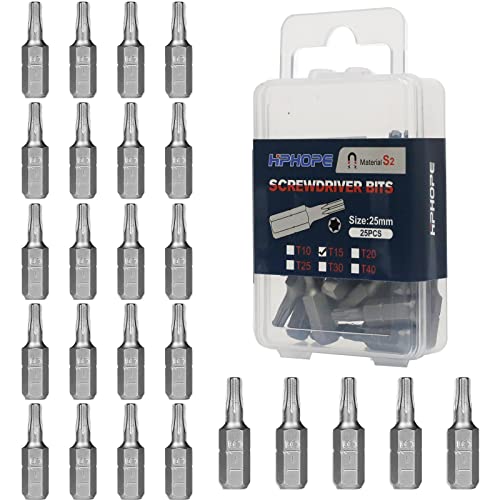 HPHOPE T15 Bit, Torx Bit T15, Bit-Sortiment (Länge: 25mm, 25Stück) von HPHOPE