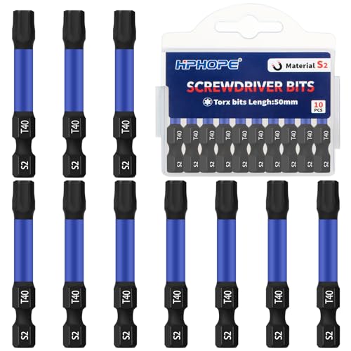 HPHOPE T40 Bit, Torx Bits T40, Bit-Sortiment, Länge: 50 mm, 10 Stück HPHOPE T40 Bit, Torx Bits T40, Bit-Sortiment, Länge: 50 mm, 10 Stück von HPHOPE