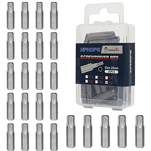 HPHOPE T40 Torx, Bit-Sortiment, Länge: 25 mm, 25 Stück von HPHOPE