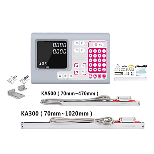 2-Achsen-großes digitales Auslesen DRO SET KIT und 2 PCS 5U. Linearer Glaswaage linearer optischer Lineal for Mühle Drehmaschine,Digitales DRO(KA500 KA300 YH800-2S) von HPHPH