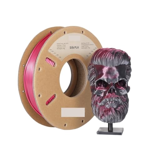 3D Drucker Filament, 250G zweifarbi matte Seide/dreifarbi Seide/PLA-Filament, 1,75 mm ± 0,03 for 3D-Druck(Silk Black Rose red) von HPHPH
