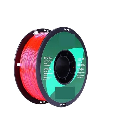 3D Drucker Filament, Flexibles TPU-Filament 1,75 mm, TPU 95A 3D-Druckerfilament 1 kg 2,2 Pfund Spule, 3D-Druckmaterial for 3D-Drucker TPU 95A(Transparent Pink) von HPHPH