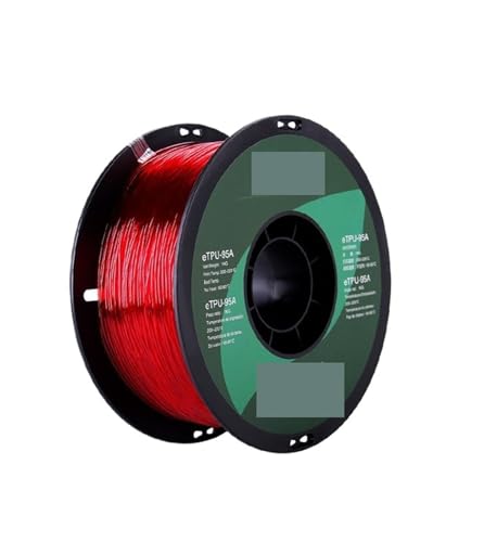 3D Drucker Filament, Flexibles TPU-Filament 1,75 mm, TPU 95A 3D-Druckerfilament 1 kg 2,2 Pfund Spule, 3D-Druckmaterial for 3D-Drucker TPU 95A(Transparent Red) von HPHPH