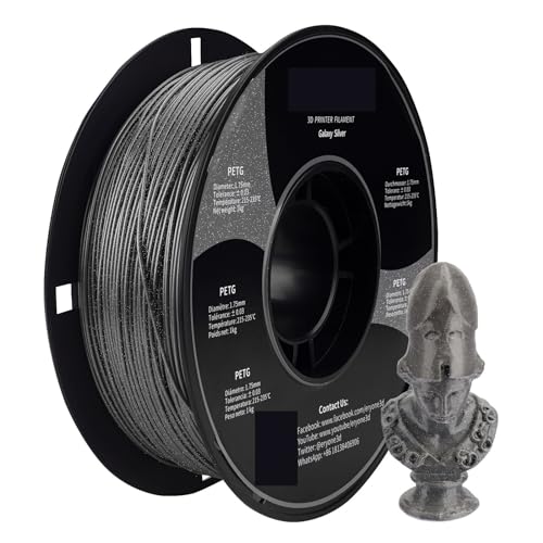 3D Drucker Filament, PETG-Glitzer-3D-Filament for FDM-3D-Drucker, glitzerndes Material, 1 kg, Durchmesser 1,75 mm(Silver Glitter) von HPHPH