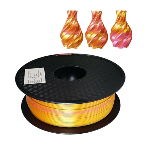 3D Drucker Filament, Zweifarbiges 3D-Drucker-Filament, PLA 250 g, zweifarbig, 1,75 mm, for 3D Magic Rot-Blau Schwarz-Rot, zweifarbiges Seidendruckmaterial(Gold pink-250g) von HPHPH