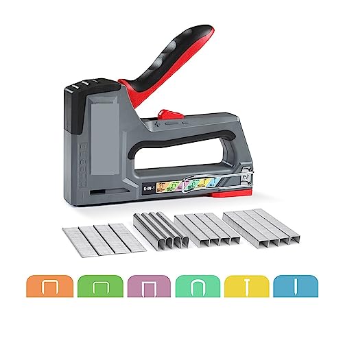 6-in-1-Heavy-Duty-Tacker for Befestigen von Material. Manuelle Nagelpistole mit zwei Leistungsoptionen for DIY-Heimdekoration(With 4000 Staples) von HPHPH