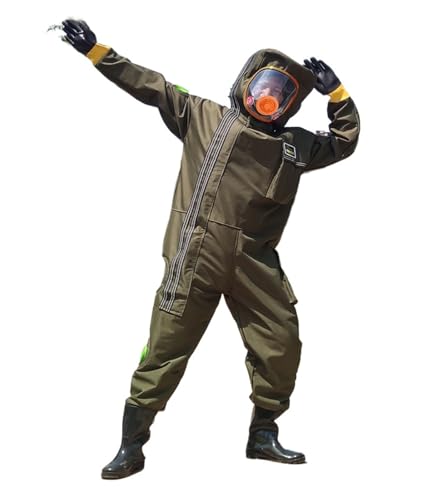 Beekeeper Schutzanzug, Wespenkleidung, Anti-Bienen-Verdickung, kompletter Satz atmungsaktiver, fannder Bienen, Anti-Hornissen-Anzug mit Ventilator, Imker-Ausrüstung, Werkzeug(Green,12V fan XXL) von HPHPH